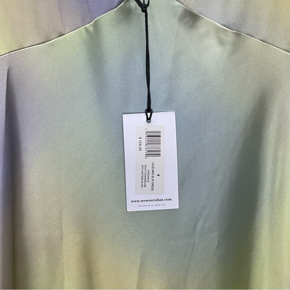 WeWoreWhat Pastel Maxi Dress, Silky Charmeuse Watercolor, Size 8, Two-Way, NWT. - Picture 9 of 9